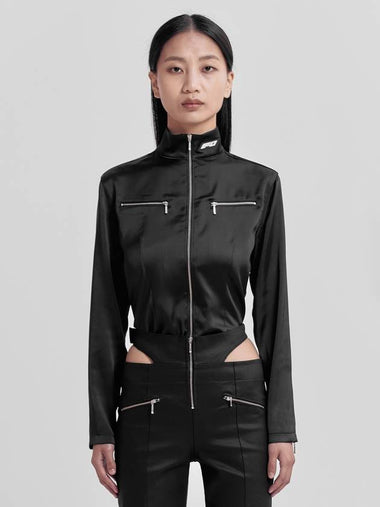 Satin Bike Jacket Black - FAN YOUNG - BALAAN 1