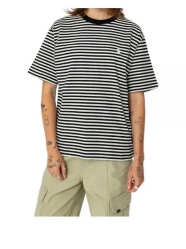 Verner Stripe Short Sleeve T-Shirt Black - CARHARTT WIP - BALAAN 2