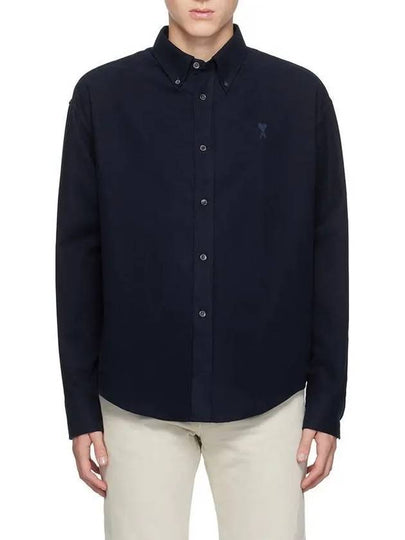 De Coeur Boxy Fit Long Sleeve Shirt Navy - AMI - BALAAN 2