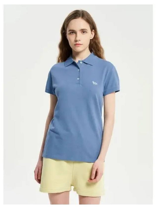 Women s Fox Patch Regular Polo T shirt Hampton Blue Domestic Product - MAISON KITSUNE - BALAAN 1