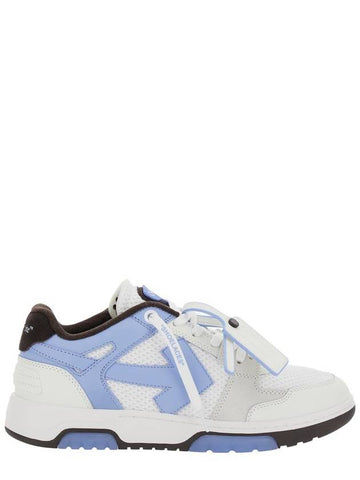 'Out Of Office' Blue Low Sneakers With Arrow Motif And Zip-Tie Tag In Fabric And Leather Man - OFF WHITE - BALAAN 1