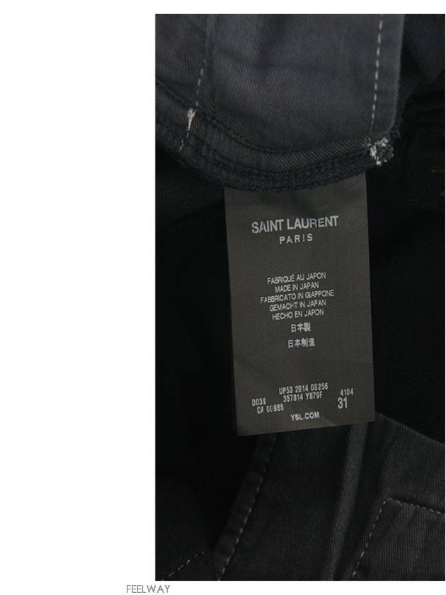 Men's Stain Effect Denim Skinny Jeans Black - SAINT LAURENT - BALAAN 9