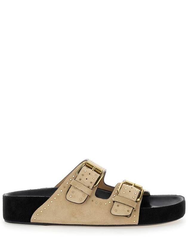 'Lennyo' Beige Slip-On Sandals With Stud Details In Suede Woman - ISABEL MARANT - BALAAN 1