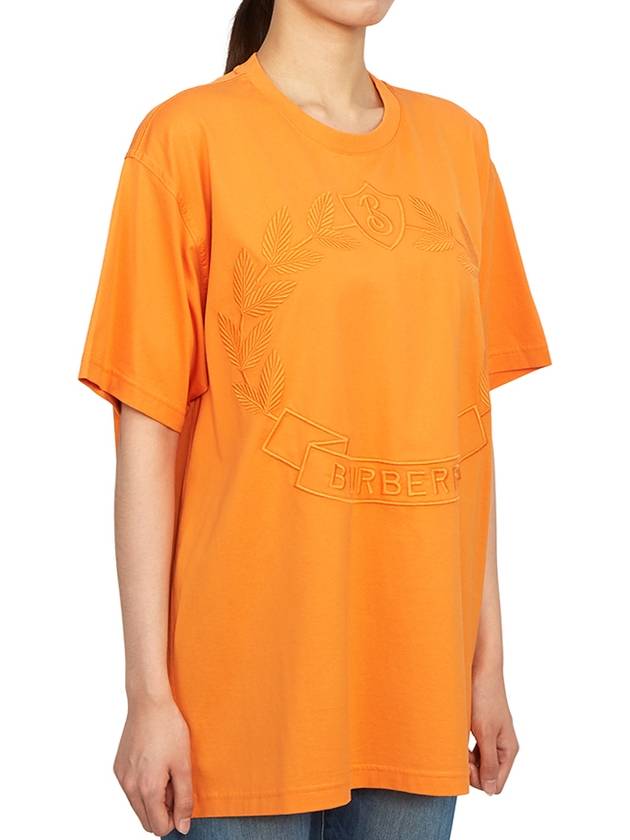 Embroidered Logo Short Sleeve T-Shirt Orange - BURBERRY - BALAAN 4