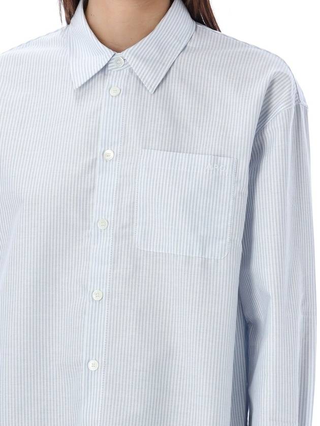 Boyfriend Long Sleeve Shirt Blue - A.P.C. - BALAAN 4