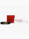 Gold V Logo Signature Leather Belt Black - VALENTINO - BALAAN 4