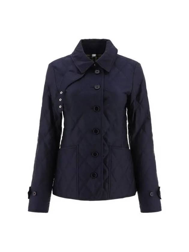 Women's Diamond Quilted Thermoregulated Check Jacket Midnight - BURBERRY - BALAAN 2