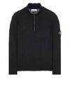 Half Zip-up Loose Fit Uneven Cotton Yarn Knit Top Black - STONE ISLAND - BALAAN 2