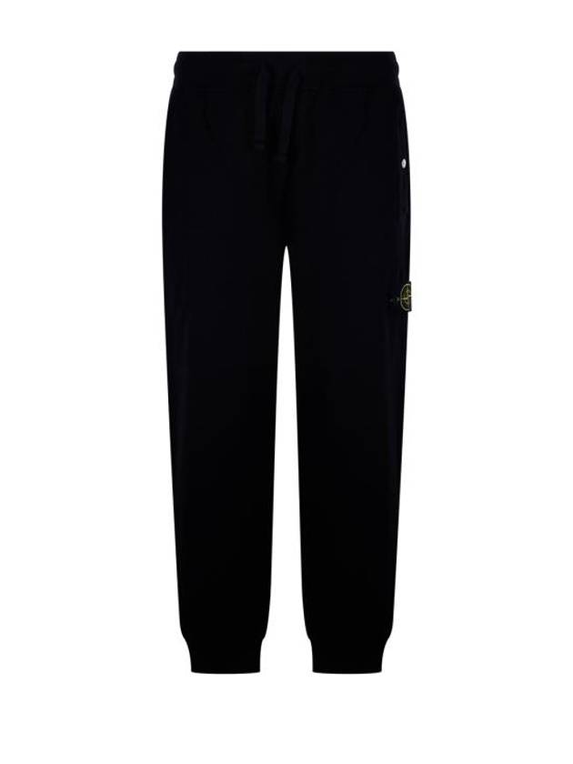 Compass Badge Cotton Track Pants Black - STONE ISLAND - BALAAN 1