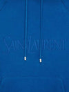 Embroidered Logo Hoodie Blue - SAINT LAURENT - BALAAN 4