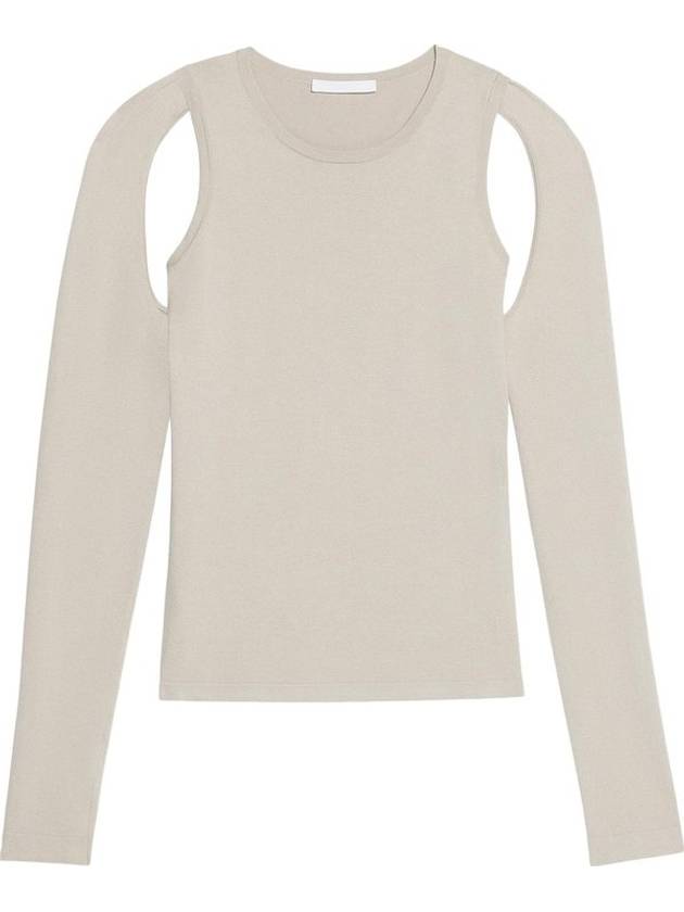 Cutout Cotton Long Sleeve T-Shirt Beige - HELMUT LANG - BALAAN 2