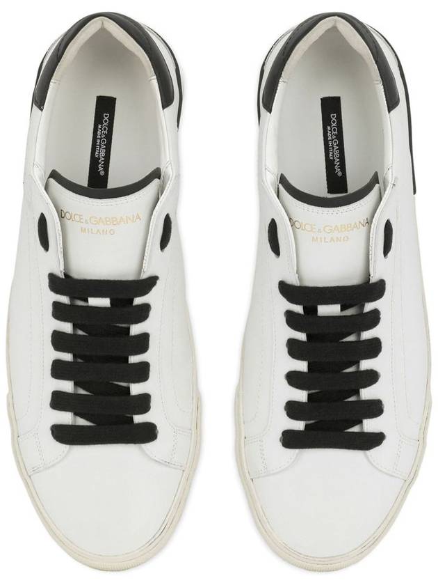 Calfskin Portofino Vintage Sneakers White Black - DOLCE&GABBANA - BALAAN 5