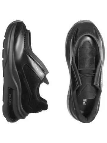 brushed leather sneakers - PRADA - BALAAN 1