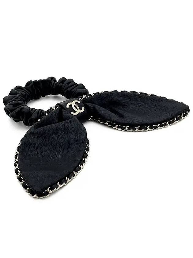 Chain trimming ribbon scrunchie black champagne gold 4ET0936 - CHANEL - BALAAN 1