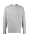 Fox Head Patch Regular Long Sleeve T-Shirt Grey Melange - MAISON KITSUNE - BALAAN 1