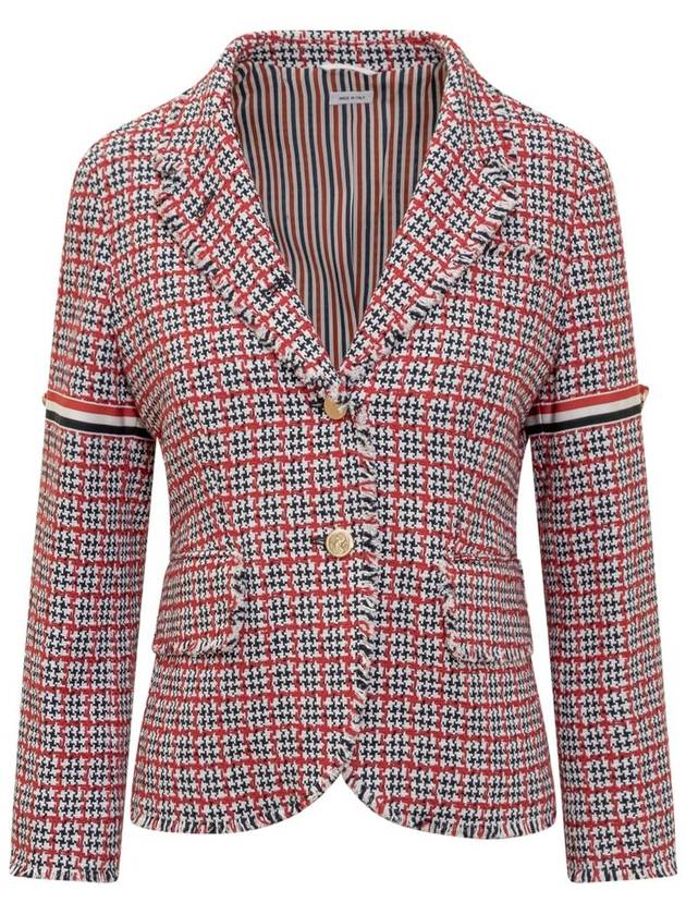 Check Pattern Tweed Jacket Red - THOM BROWNE - BALAAN 2