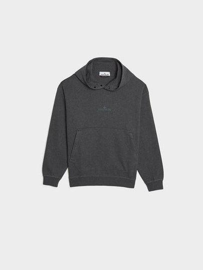 Cotton Fleece Embroidered Logo Hoodie Dark Grey Melange - STONE ISLAND - BALAAN 2