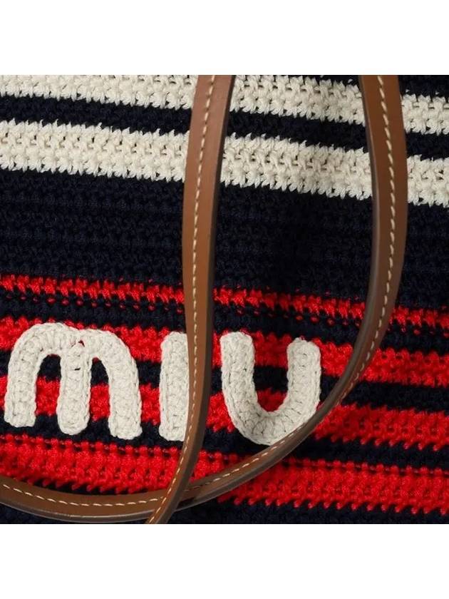 Logo Patch Stripe Fabric Tote Bag - MIU MIU - BALAAN 6