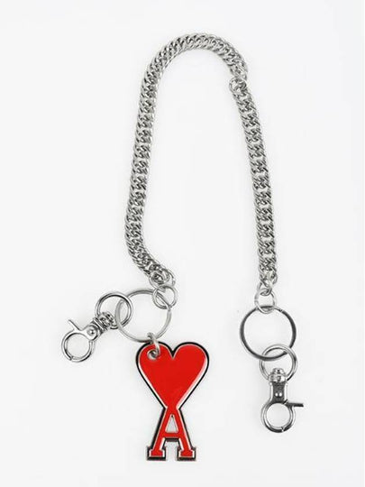 Logo Charm Chain Keyring Red - AMI - BALAAN 2