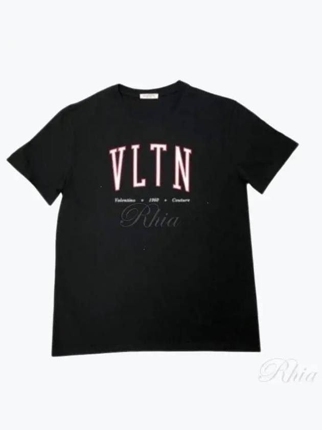 VLTN Print Crew Neck Cotton Short Sleeve T-Shirt Black - VALENTINO - BALAAN 2