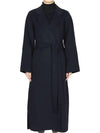 Agata Virgin Wool Single Coat Navy - MAX MARA - BALAAN 3