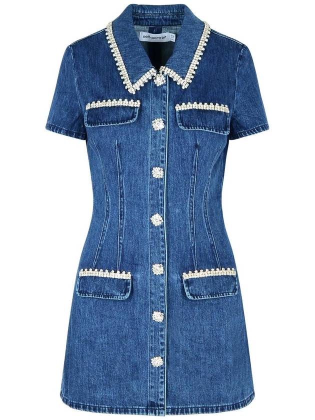 Self-Portrait 'Collared' Blue Denim Dress - SELF PORTRAIT - BALAAN 1