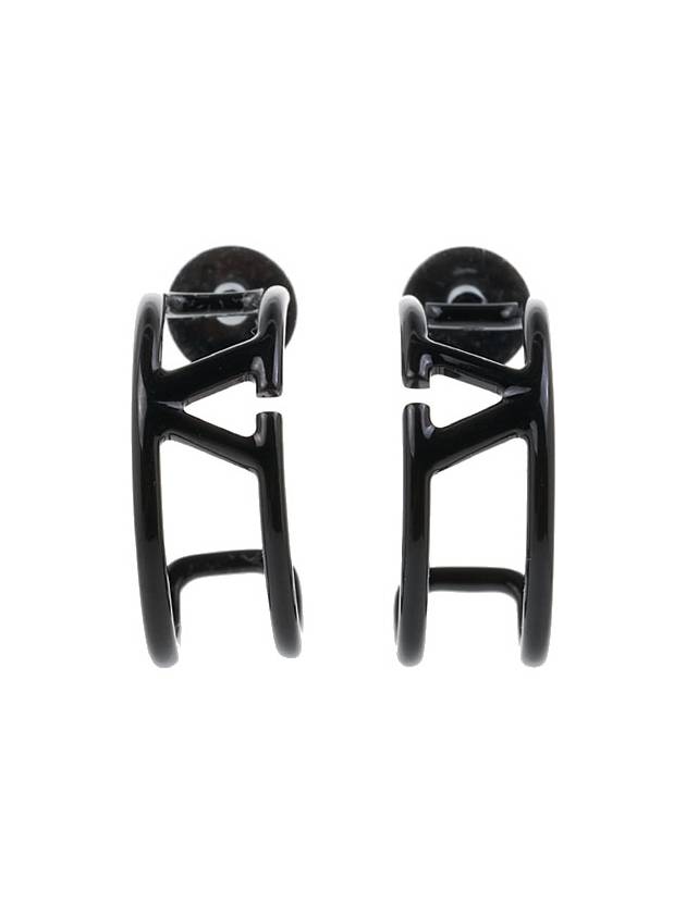 V Logo Drop Metal Earrings Black - VALENTINO - BALAAN 10