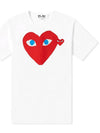 Play Men's Double Blue Eyes Heart Red Wappen Short Sleeve T-Shirt White - COMME DES GARCONS - BALAAN 3