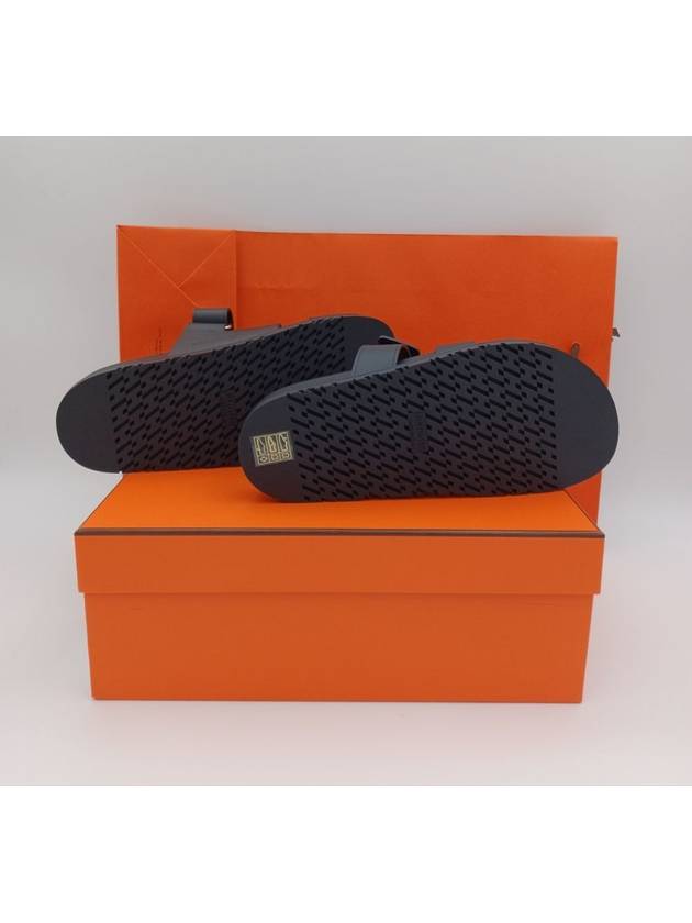 Chypre Leather Sandals Black - HERMES - BALAAN 3