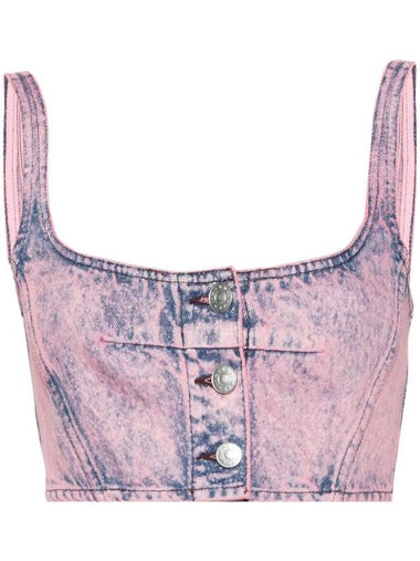 Bleached Denim Cropped Sleeveless Purple - MARNI - BALAAN 1