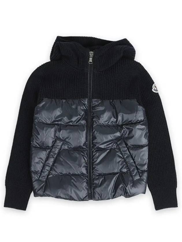 Kids high neck knit mix zip up padded jacket navy 9B00007 M1131 742 8 10A - MONCLER - BALAAN 2