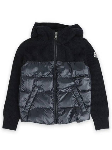 Kids high neck knit mix zip up padded jacket navy 9B00007 M1131 742 8 10A - MONCLER - BALAAN 1