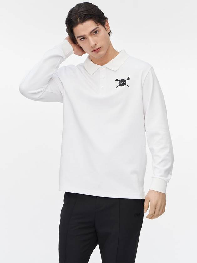 XO Big Character Long Sleeve Collar T-shirt White - GOXO - BALAAN 1