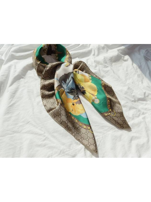 GG Flower Square Silk Scarf - GUCCI - BALAAN 6