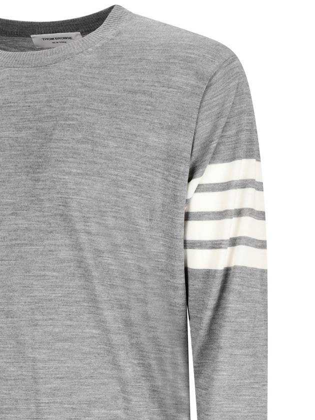 4 Bar Armband Classic Merino Wool Knit Top Light Grey - THOM BROWNE - BALAAN 4