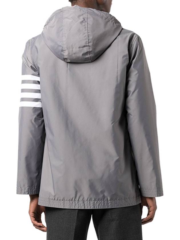 Diagonal Armband Solid Swim Tech Hoodie Jacket Grey - THOM BROWNE - BALAAN.