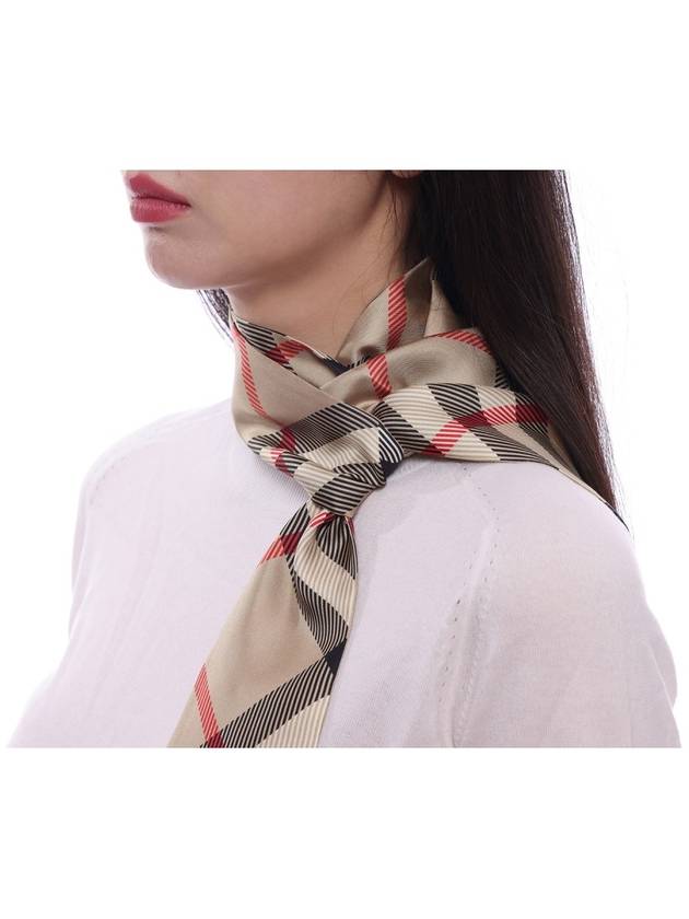 Skinny Check Silk Scarf Archive Beige - BURBERRY - BALAAN 5