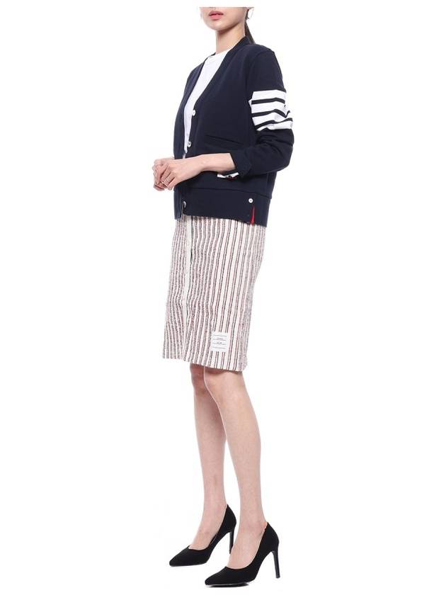 Women's Textured Striped Cotton Tweed Button Placket H Line Skirt - THOM BROWNE - BALAAN 5