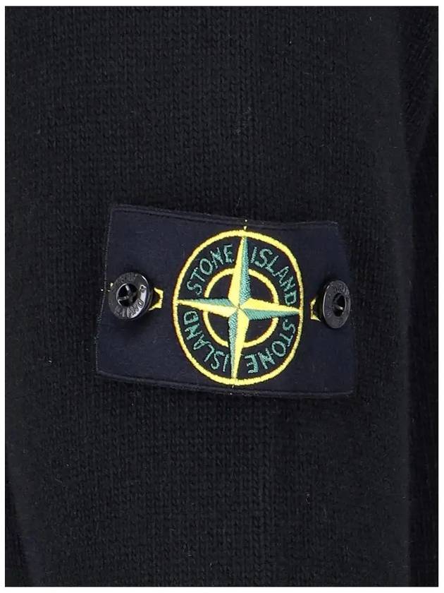 Logo Patch Crew Neck Wool Knit Top Black - STONE ISLAND - BALAAN 5