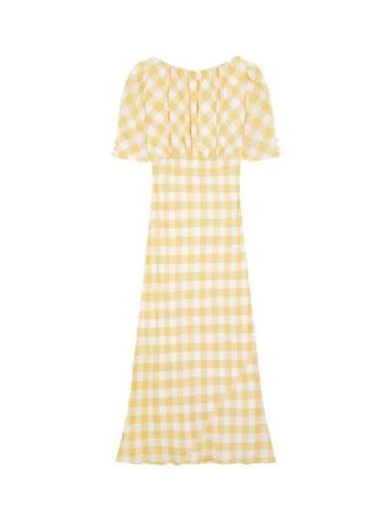 Check pattern boat neck dress yellow 270131 - REFORMATION - BALAAN 1