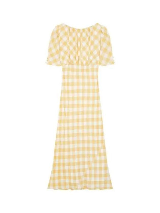 Check pattern boat neck dress yellow 270131 - REFORMATION - BALAAN 1