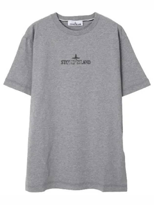 Logo Print Short Sleeve T-Shirt Grey - STONE ISLAND - BALAAN 2