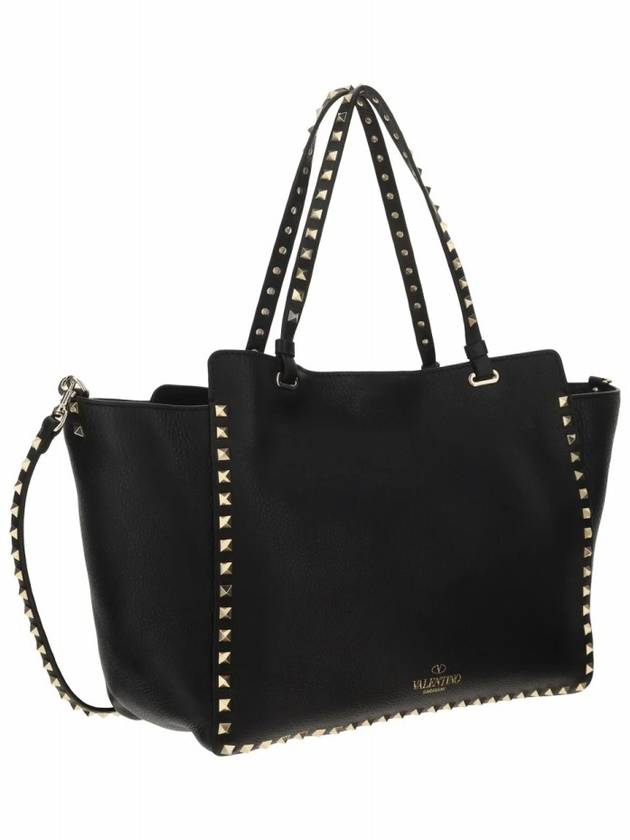 Rockstud Medium Tote Bag Black - VALENTINO - BALAAN 7