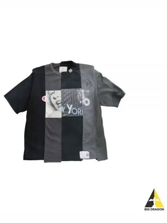 A10TS651 BLACK panel vintage graphic printing t shirt - MIHARA YASUHIRO - BALAAN 1