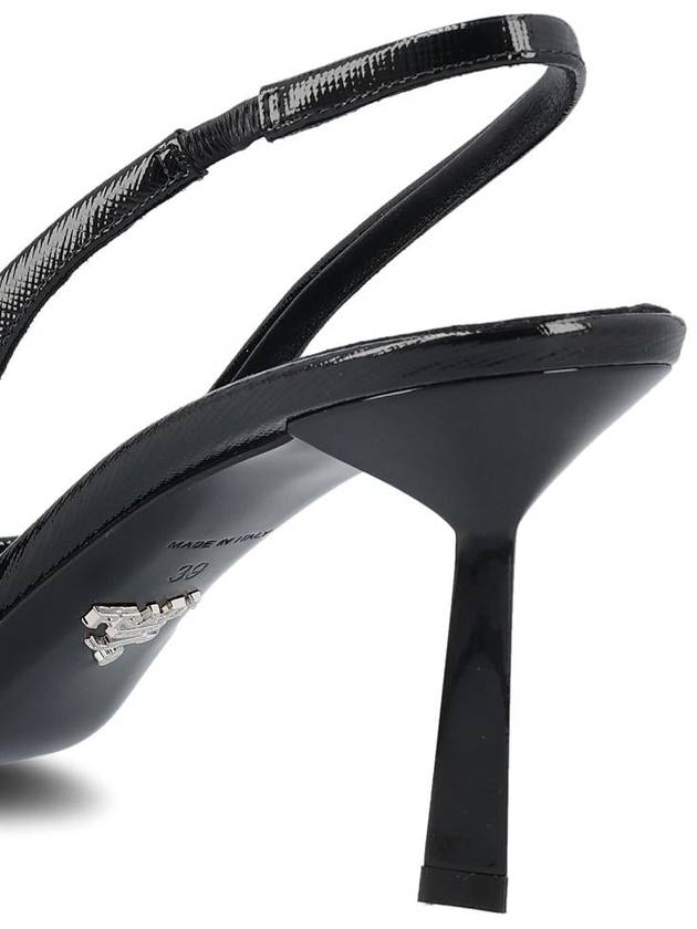 Saffiano Patent Leather Slingback Heel Black - PRADA - BALAAN 3