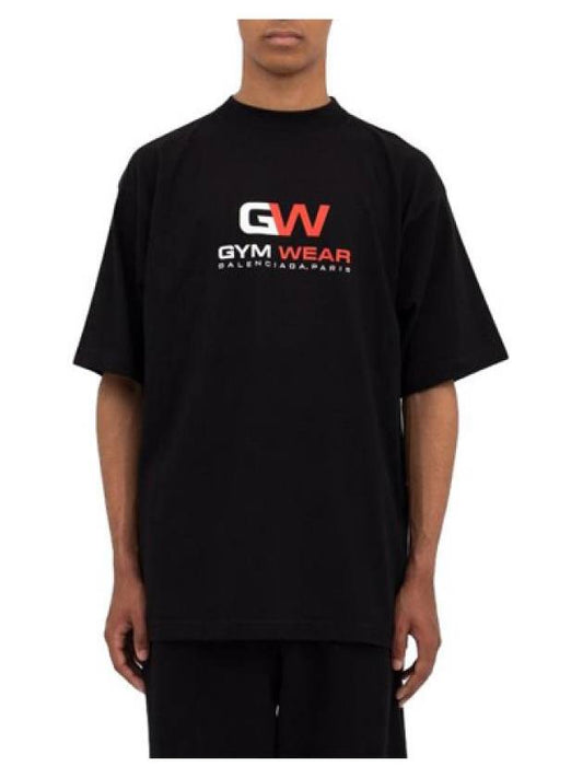 Gym Wear Logo Print Short Sleeve T-Shirt Black - BALENCIAGA - BALAAN 2