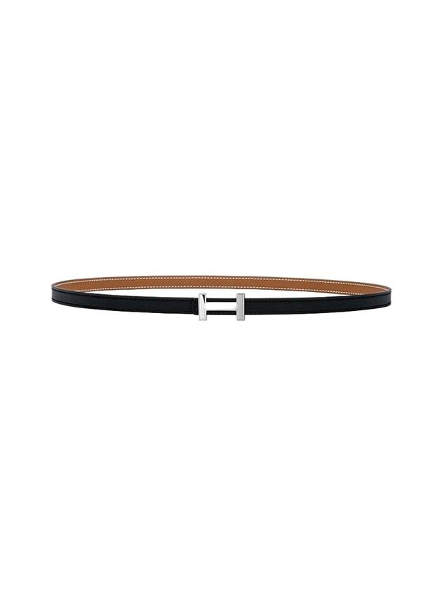 Focus Silver Buckle Reversible 13mm Leather Belt Black Gold - HERMES - BALAAN 1