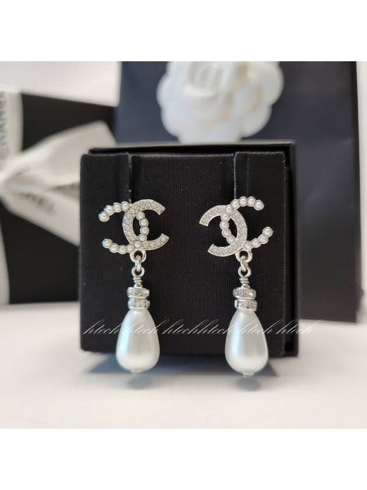 CC logo earrings pearl drop water silver ABD472 - CHANEL - BALAAN 1