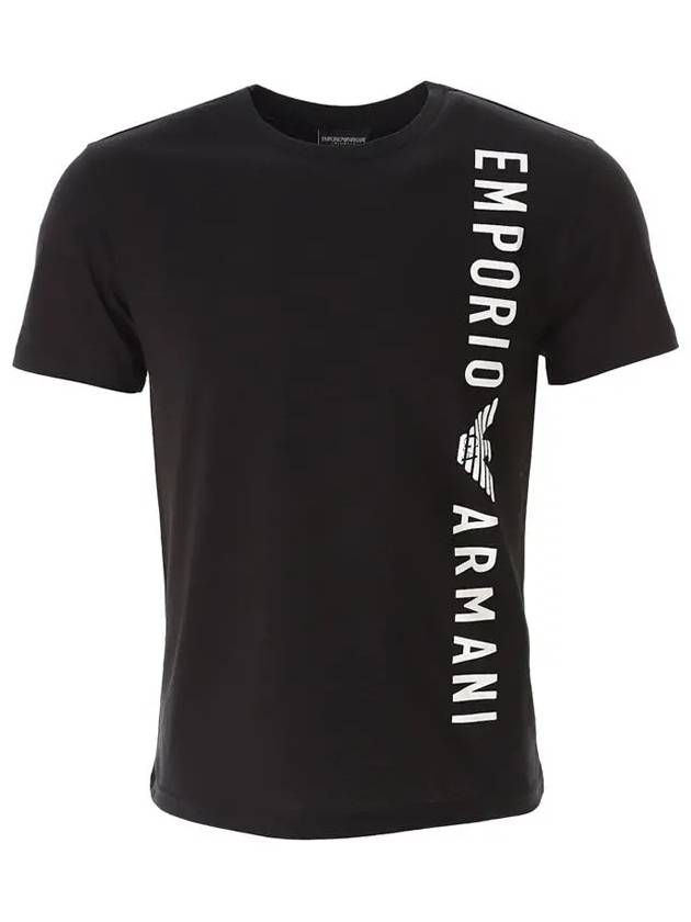 Logo Print Short Sleeve T-Shirt Black - EMPORIO ARMANI - BALAAN 3