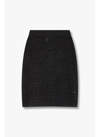 Women s Monogram Crochet Mini Skirt Black - PHILIPP PLEIN - BALAAN 1